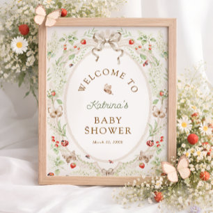 Butterfly Floral Baby Shower Welcome Poster