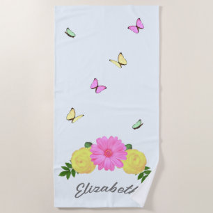 Butterfly Floral Beach Towel