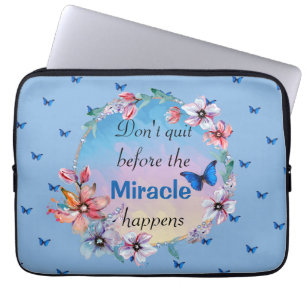Butterfly floral blue nature inspirational quote laptop sleeve