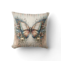 Butterfly Floral Book Throw Pillow, Nursery Decor