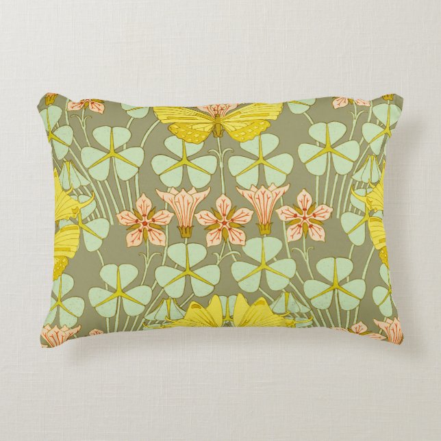 Butterfly Floral Botanical Colourful Accent Pillow (Front)