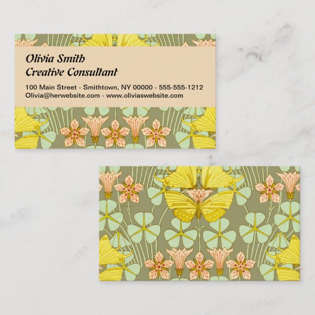 Butterfly Floral Botanical Colourful Business Card (Front/Back)