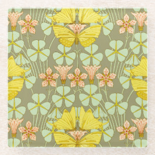 Butterfly Floral Botanical Colourful Glass Coaster