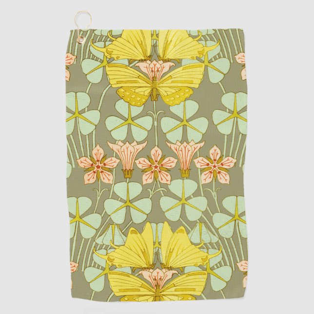 Butterfly Floral Botanical Colourful Golf Towel (Front)