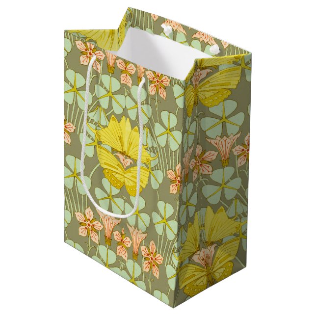 Butterfly Floral Botanical Colourful Medium Gift Bag (Front Angled)