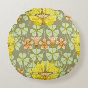 Butterfly Floral Botanical Colourful Round Pillow