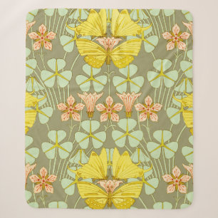 Butterfly Floral Botanical Colourful Sherpa Blanket