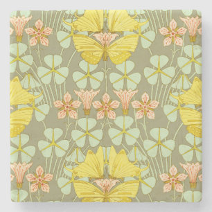 Butterfly Floral Botanical Colourful Stone Coaster