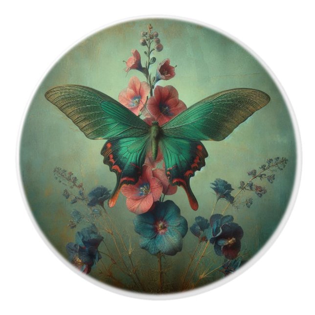 Butterfly Floral Ceramic Pull (Front)