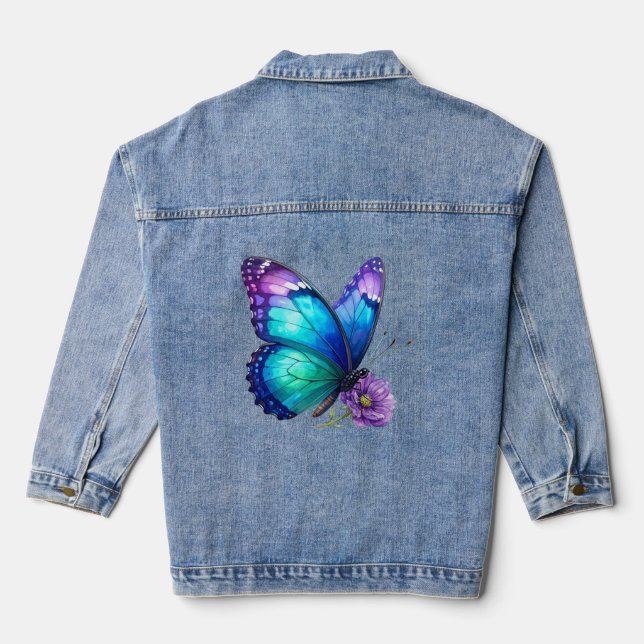 Butterfly Floral Denim Jacket (Back)
