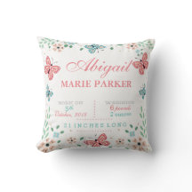 Butterfly Floral Garden Baby Stats Pillow