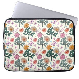 Butterfly Floral Garden Pattern   Laptop Sleeve