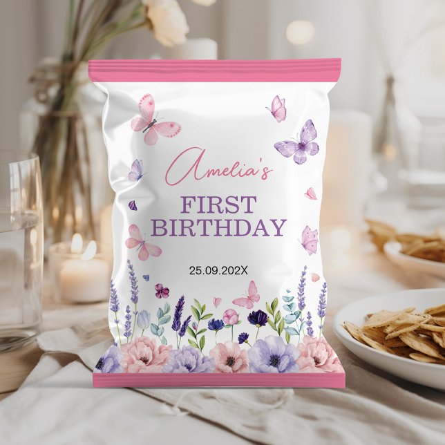 Butterfly Floral Girl Birthday Chip Bag Wrapper (Creator Uploaded)