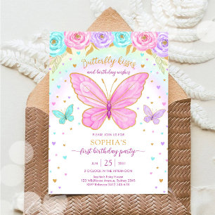 Butterfly Floral Girl Birthday Invitation