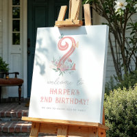 Butterfly Floral Girl Birthday Party Welcome Sign