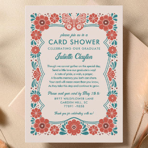 Butterfly Floral Graduation Card Shower Invitation