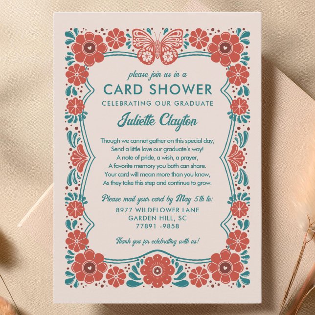 Butterfly Floral Graduation Card Shower Invitation (Creator Uploaded)