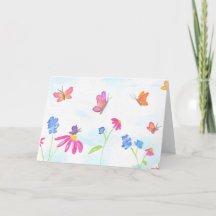 Butterfly & Floral Greeting Card (Blank Inside)
