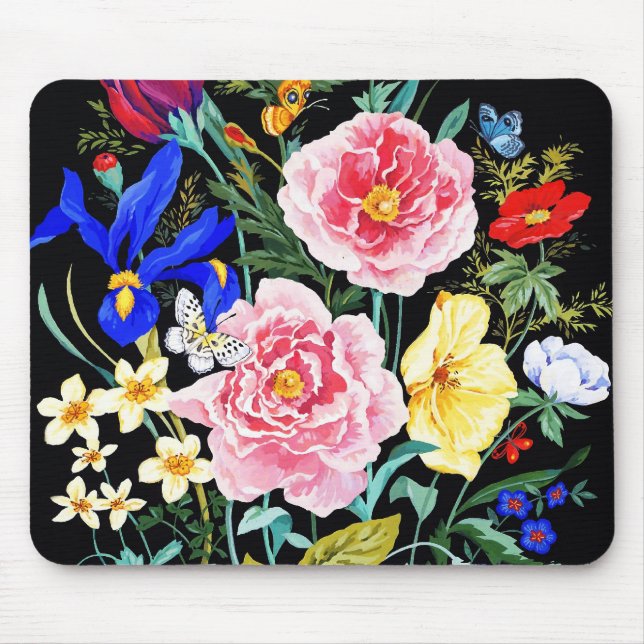 Butterfly Floral Mouse Pad (Front)