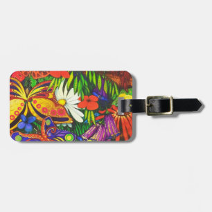 Butterfly Floral Natural Gold Metallic Luggage Tag