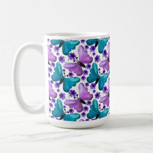 Butterfly Floral Pattern Aesthetic Cute Flowers Coffee Mug