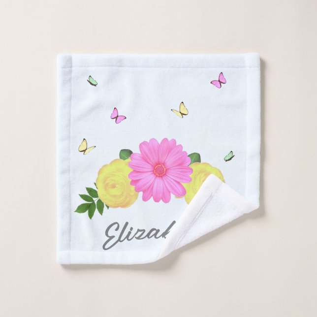 Butterfly Floral Wash Cloth (Wash Cloth)