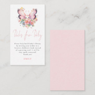 Butterfly Florals Script Books For Baby Shower  Enclosure Card