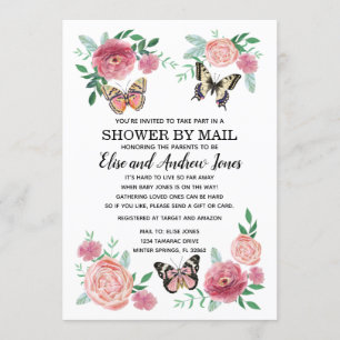 Butterfly Florals Shower by Mail Long Distance Invitation