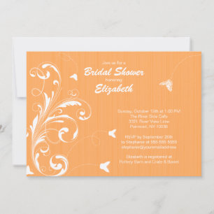 Butterfly flourish Bridal Shower Invite Orange