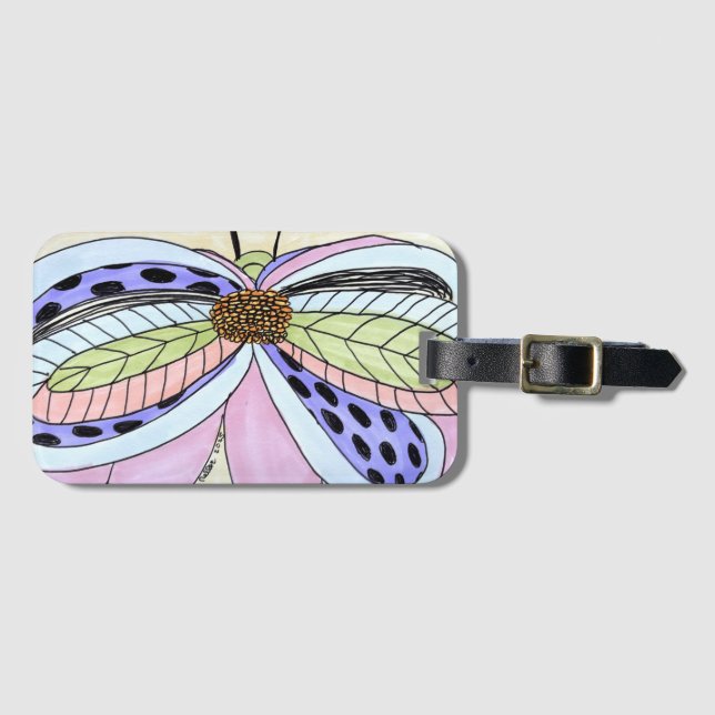 Butterfly Flower Blank Luggage Tag (Front Horizontal)