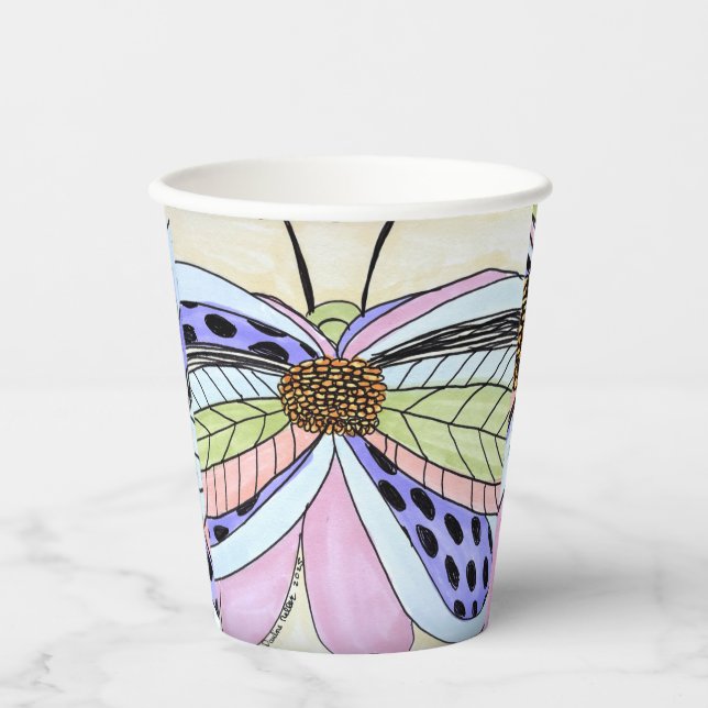 Butterfly Flower Blank Paper Cups (Front)
