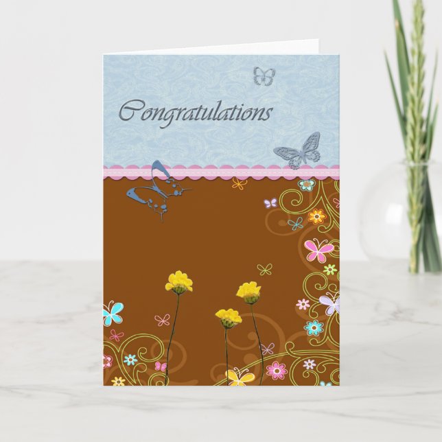 Butterfly Flower Congratulations Card (Front)