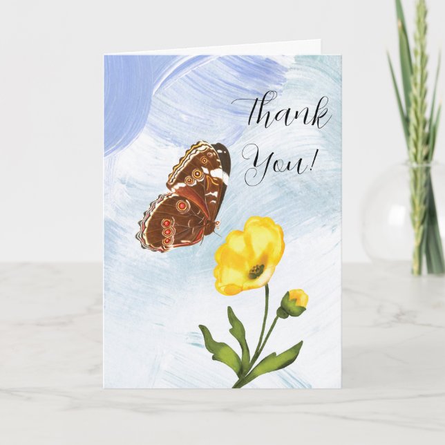 Butterfly & Flower Folded Greeting Card (Front)