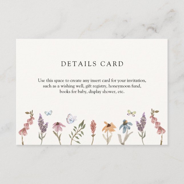 Butterfly Flower Garden Details Enclosure Card (Front)