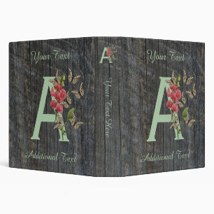 Butterfly Flower Monogram Initial A Personalized Binder