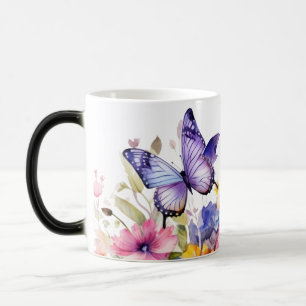 Butterfly flower pattern magic mug