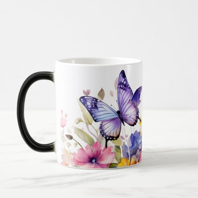 Butterfly flower pattern magic mug (Left)