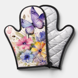 Butterfly flower pattern oven mitt
