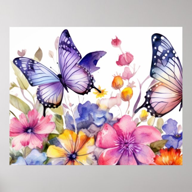 Butterfly flower pattern poster (Front)