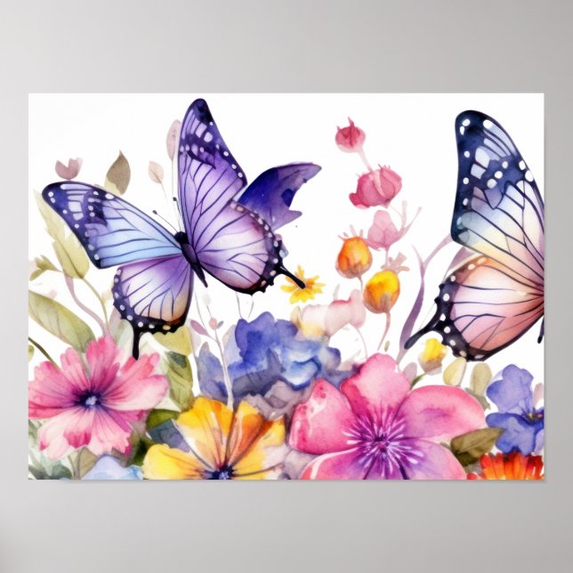 Butterfly flower pattern poster (Front)