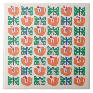 Butterfly Flower Pattern Tile