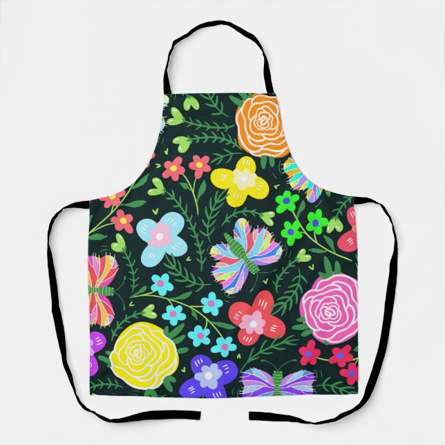 Butterfly Flower Rainbow Apron (Front)