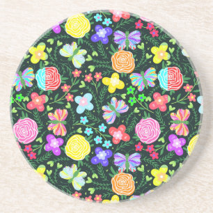 Butterfly Flower Rainbow Coaster