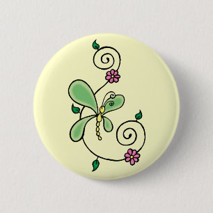 Butterfly Flower Swirl Button