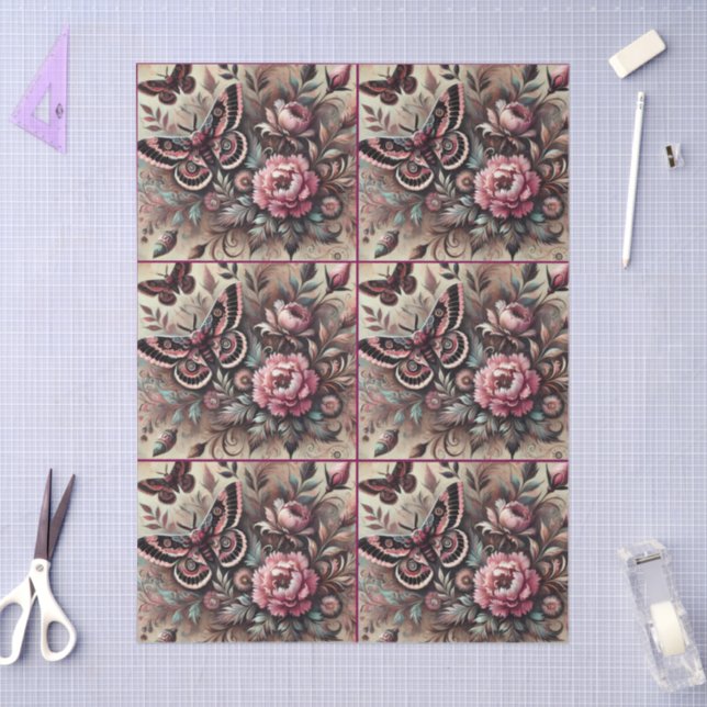 Butterfly Flowers Butterflies Whimsical Decoupage Tissue Paper (Craft)