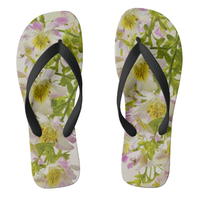 Butterfly Flowers Flip Flops (Footbed)
