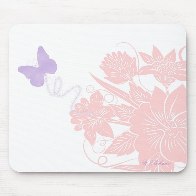 Butterfly flowers mousepad (Front)