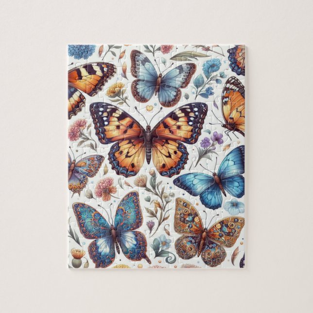 butterfly flowers pattern nature art  jigsaw puzzle (Vertical)