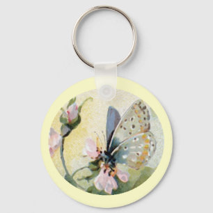 Butterfly Flowers Vintage Keychain