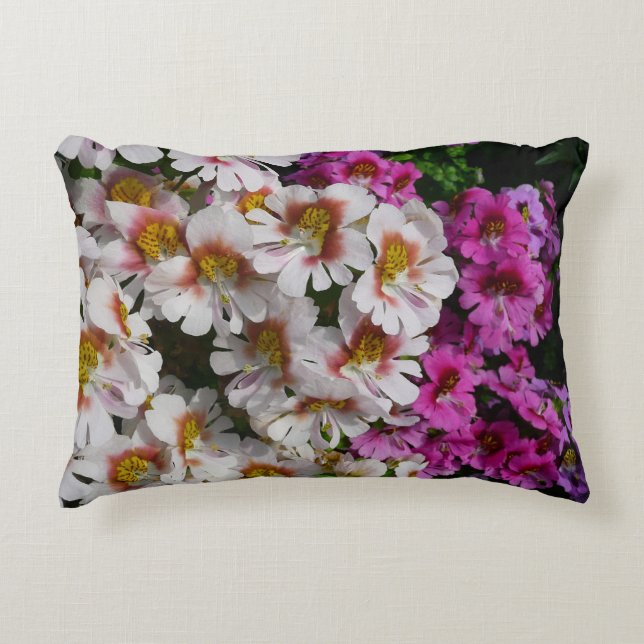 Butterfly Flowers White Pink and Purple Decorative Pillow (Front)